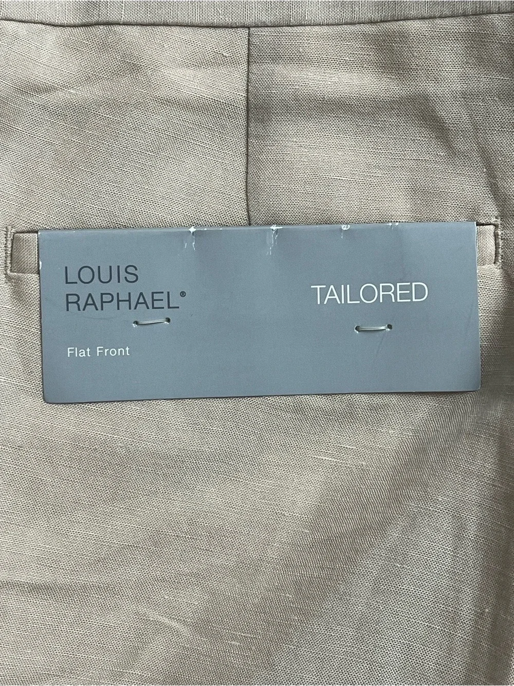 Louis Raphael Men's Tailored Linen Blend Dress Pants in Light Beige